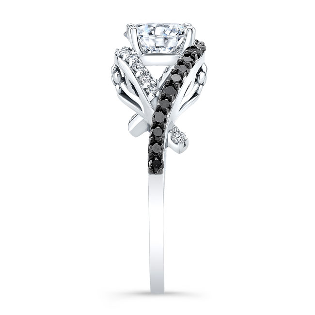  White Gold Criss Cross Black And White Diamond Accent Ring Image 3