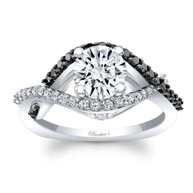  White Gold Criss Cross Black And White Diamond Accent Ring Image 1