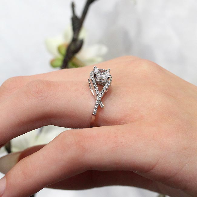  Criss Cross Princess Cut Diamond Ring Image 5