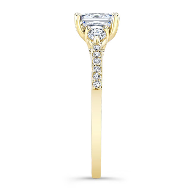 Yellow Gold 3 Stone Emerald Cut Engagement Ring Image 3