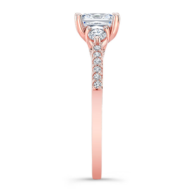  Rose Gold Lab Grown Diamond 3 Stone Princess Cut Engagement Ring Image 3