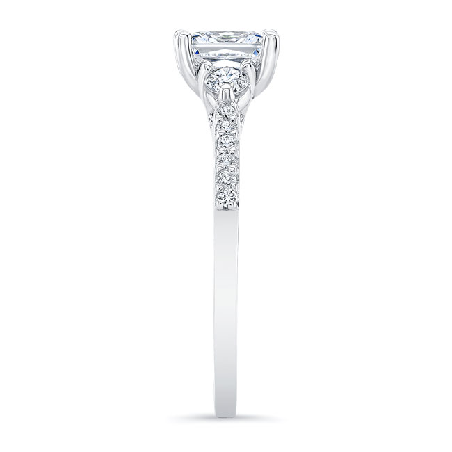  White Gold Lab Grown Diamond 3 Stone Princess Cut Engagement Ring Image 3