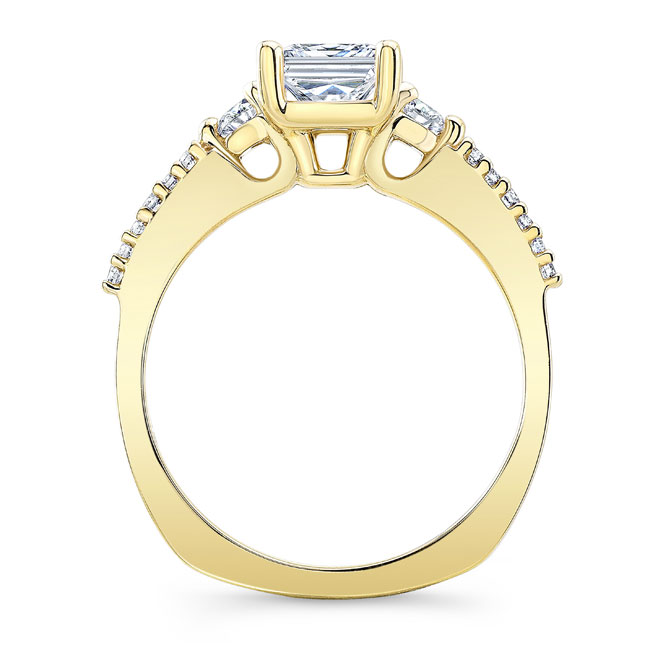  Yellow Gold Lab Grown Diamond 3 Stone Princess Cut Engagement Ring Image 2