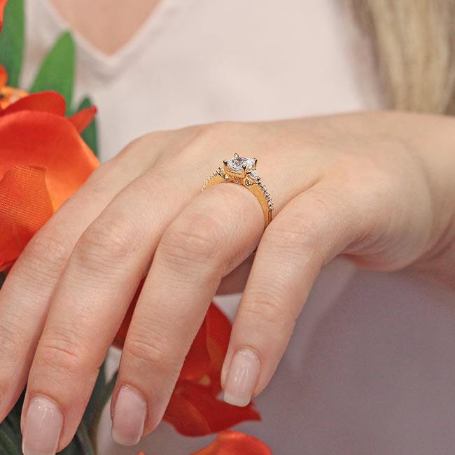 Yellow Gold Lab Grown Diamond 3 Stone Princess Cut Engagement Ring Image 7