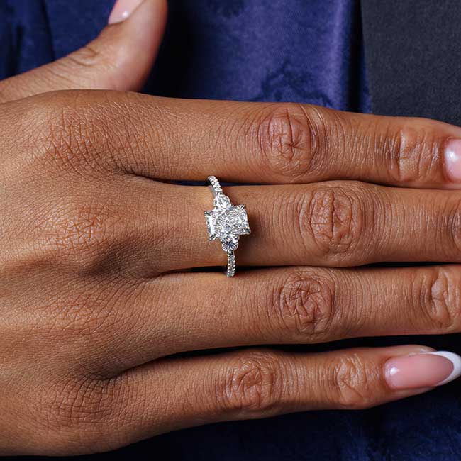 Moissanite 3 Stone Radiant Cut Engagement Ring Image 4
