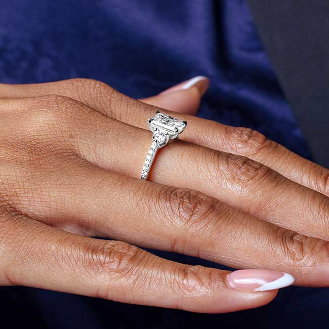 Moissanite 3 Stone Radiant Cut Engagement Ring Image 5