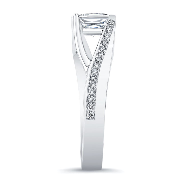 Platinum Princess Cut Moissanite Pave Ring Image 3