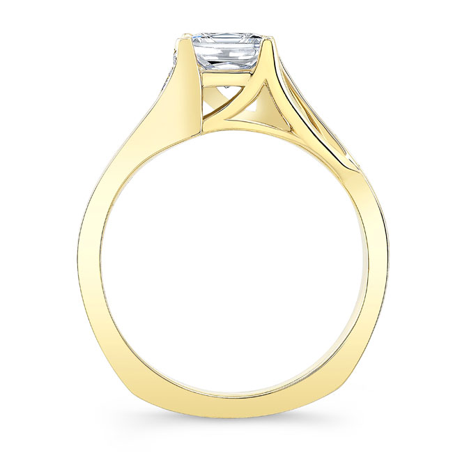  Yellow Gold Princess Cut Moissanite Pave Ring Image 2