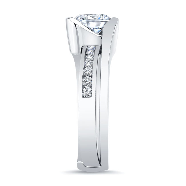  White Gold Half Bezel Lab Grown Diamond Interlocking Bridal Set Image 3