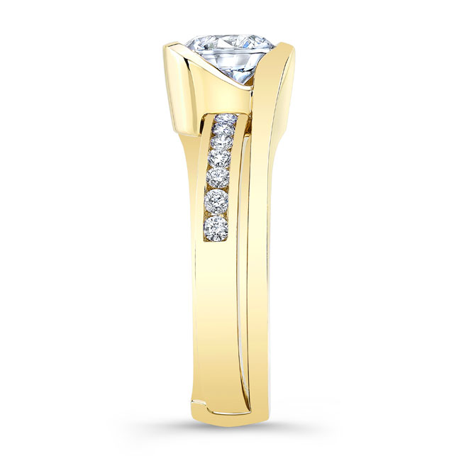  Yellow Gold Half Bezel Lab Grown Diamond Interlocking Bridal Set Image 3