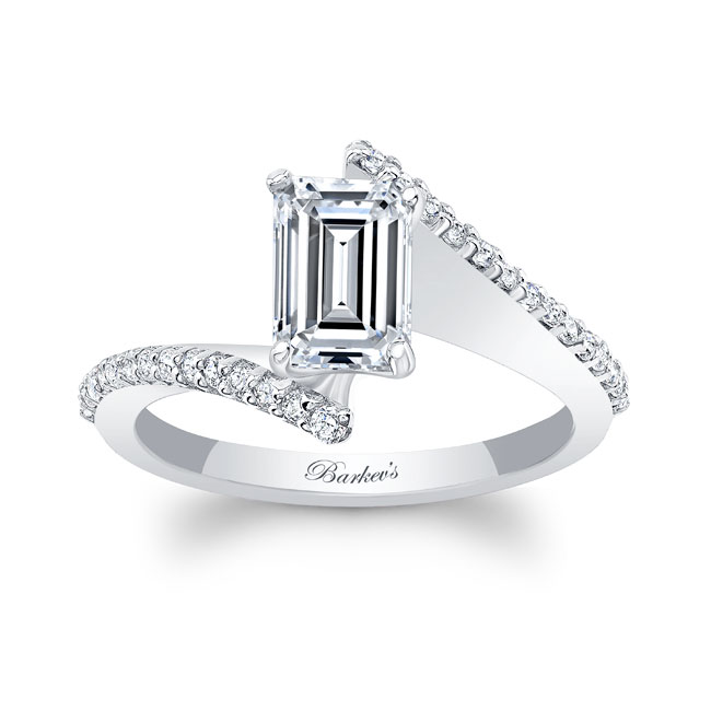  Emerald Cut Moissanite Pave Engagement Ring Image 1