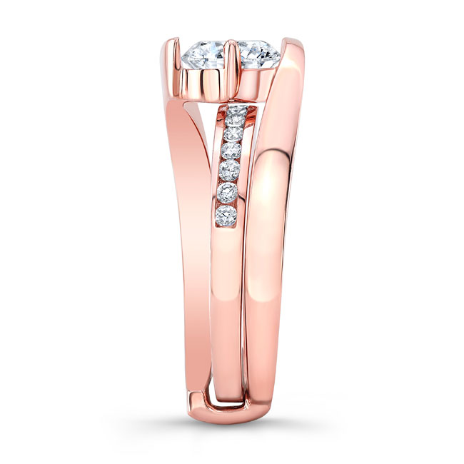  Rose Gold Interlocking Lab Grown Diamond Wedding Ring Set Image 3