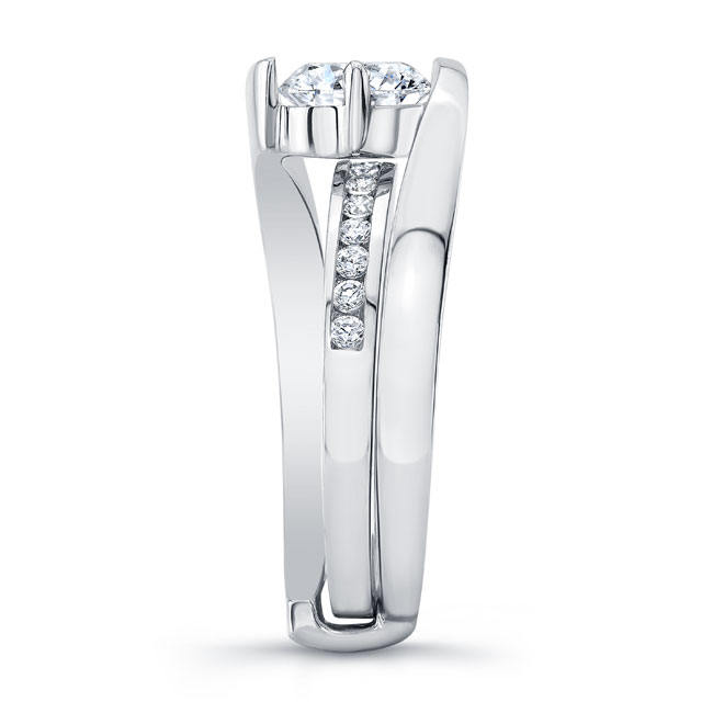  White Gold Interlocking Lab Grown Diamond Wedding Ring Set Image 3