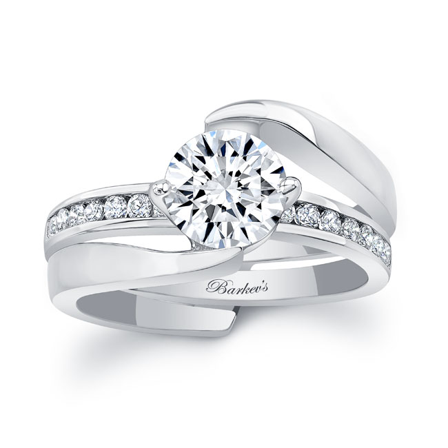  White Gold Interlocking Lab Grown Diamond Wedding Ring Set Image 1