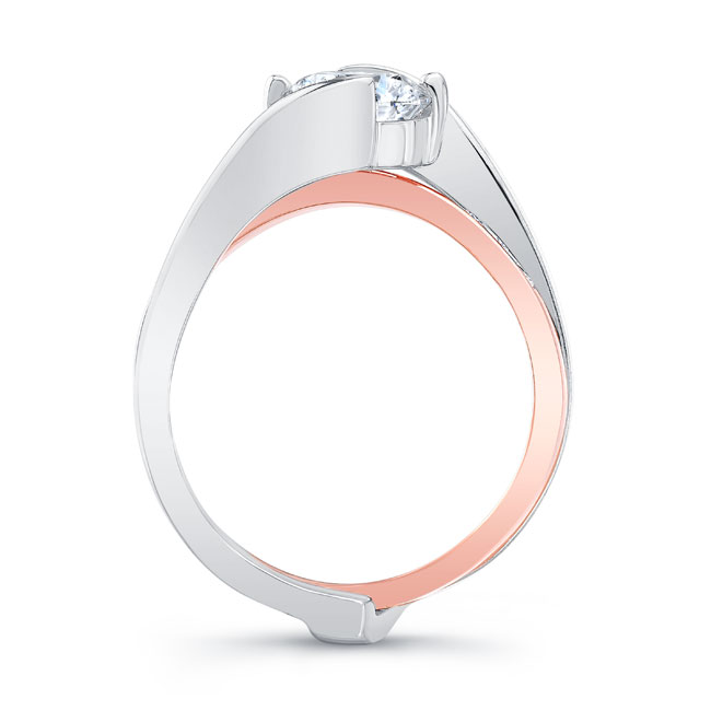  White Rose Gold Interlocking Lab Grown Diamond Wedding Ring Set Image 2