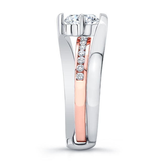  White Rose Gold Interlocking Lab Grown Diamond Wedding Ring Set Image 3