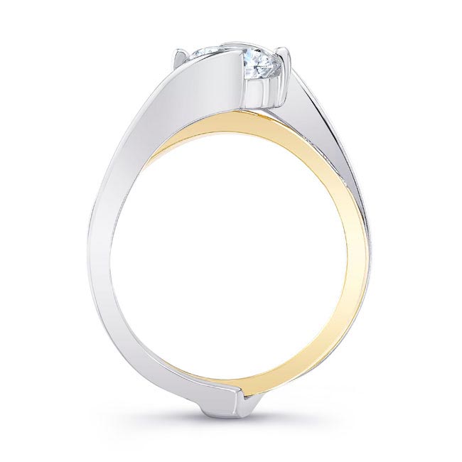 White Yellow Gold Interlocking Moissanite Wedding Ring Set Image 2