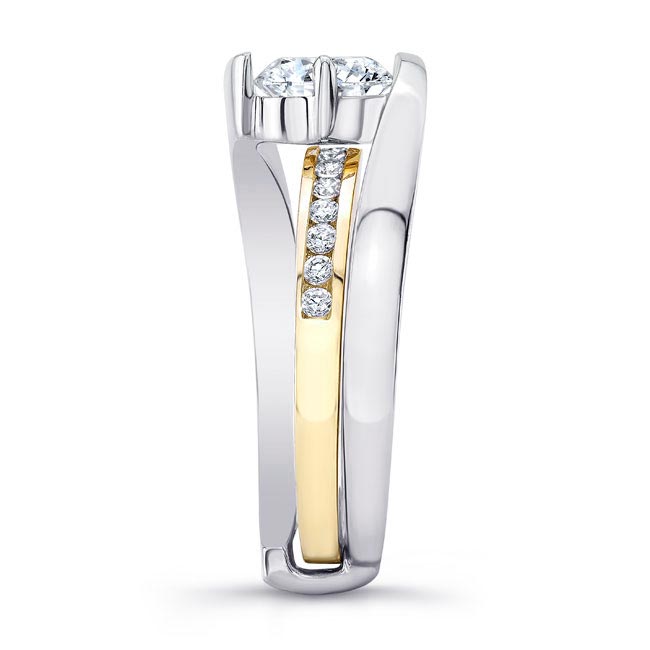 White Yellow Gold Interlocking Moissanite Wedding Ring Set Image 3