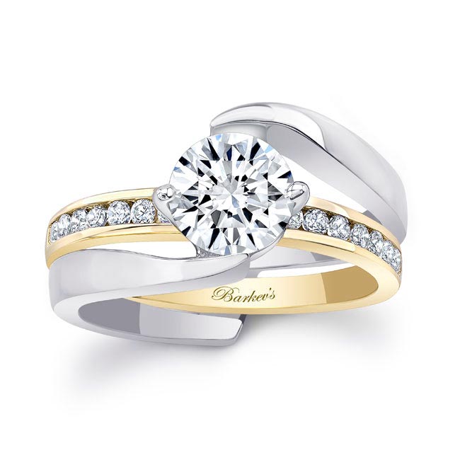 White Yellow Gold Interlocking Lab Grown Diamond Wedding Ring Set