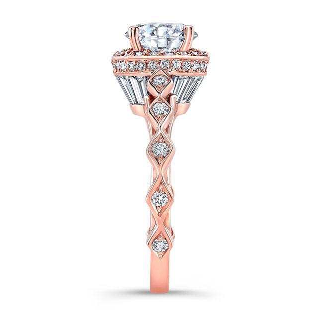 Rose Gold Vintage Halo Lab Grown Diamond Engagement Ring Image 3