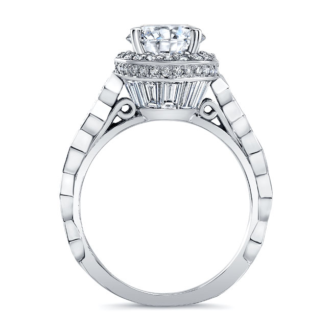 Platinum Vintage Halo Engagement Ring Image 2