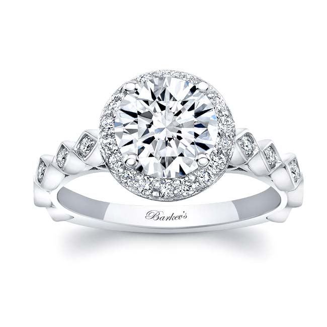 Platinum Vintage Halo Engagement Ring Image 1