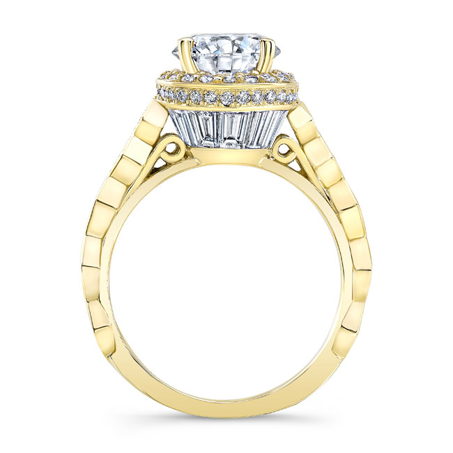  Yellow Gold Vintage Halo Engagement Ring Image 2