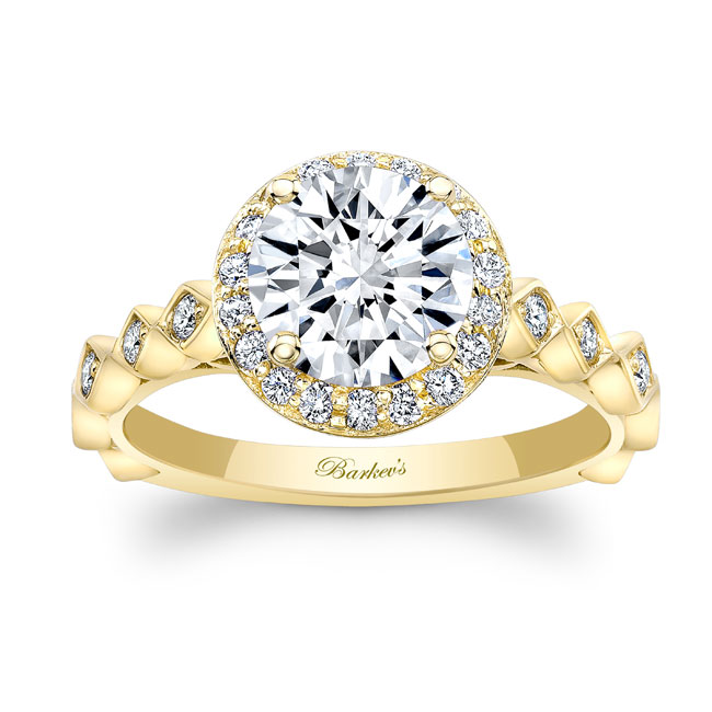  Yellow Gold Vintage Halo Engagement Ring Image 1