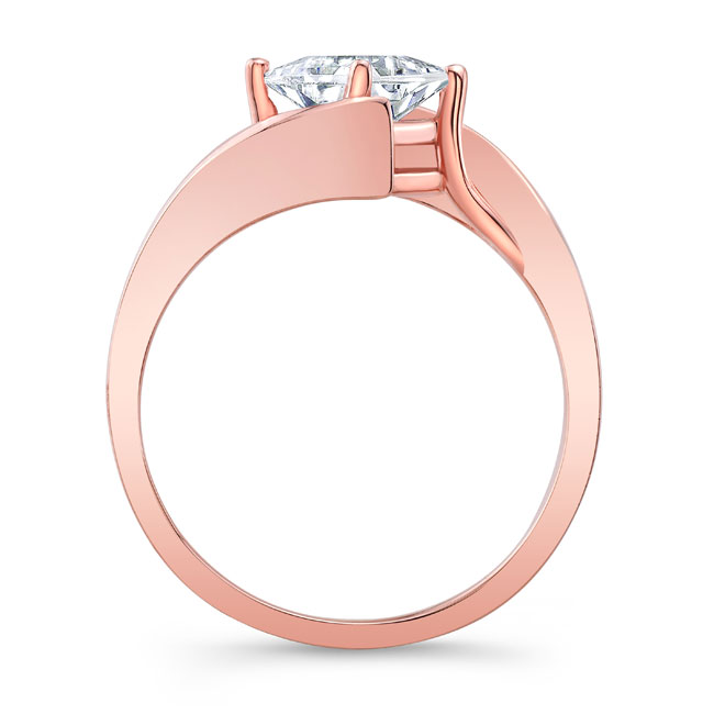 Rose Gold Bypass Princess Cut Lab Grown Diamond Solitaire Ring Image 2