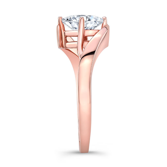 Rose Gold Bypass Princess Cut Solitaire Ring Image 3