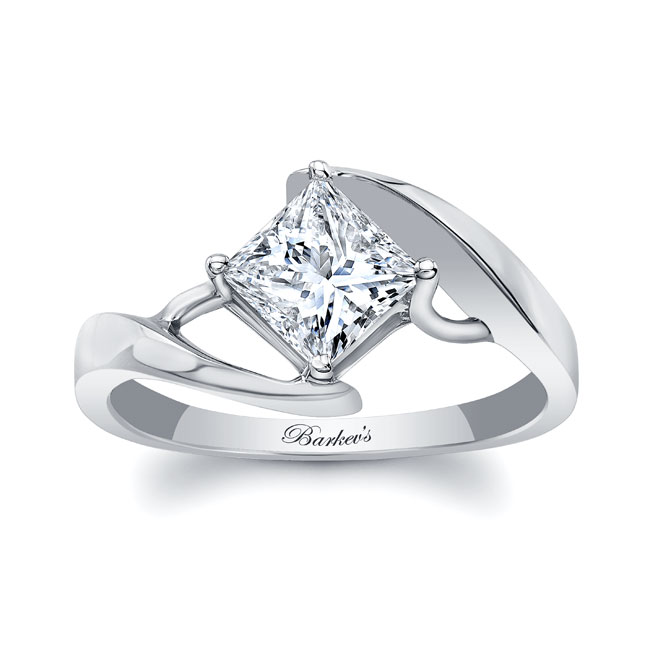  Bypass Princess Cut Lab Grown Diamond Solitaire Ring Image 1