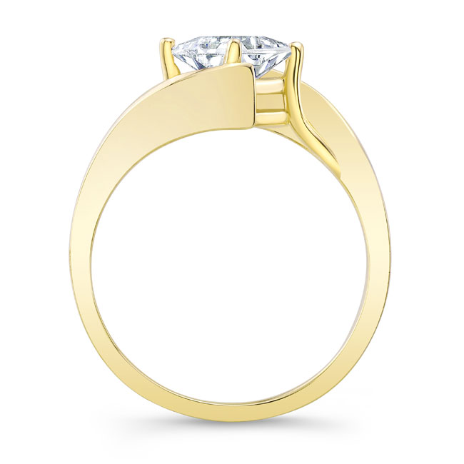 Yellow Gold Bypass Princess Cut Moissanite Solitaire Ring Image 2