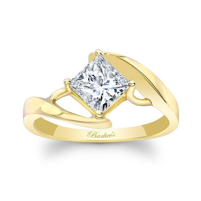 Bypass Princess Cut Moissanite Solitaire Ring