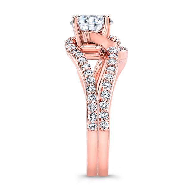  Rose Gold Lab Grown Diamond Split Shank Bridal Set Image 3