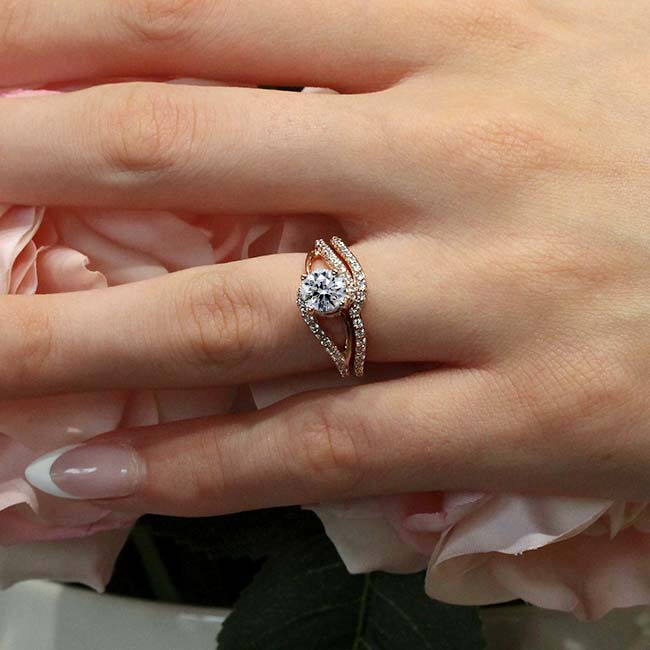 Rose Gold Split Shank Lab Grown Diamond Bridal Set Image 4