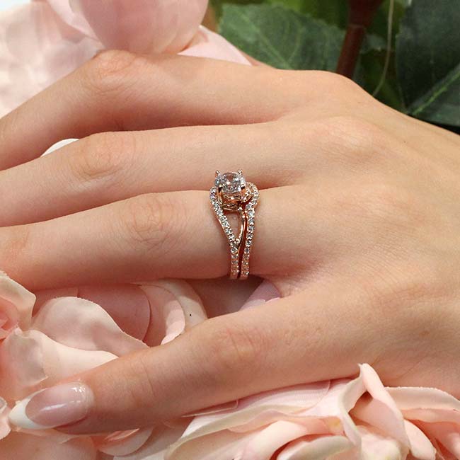 Rose Gold Split Shank Lab Grown Diamond Bridal Set Image 6