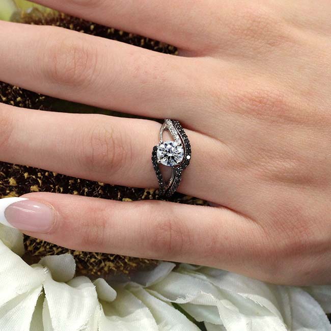  Lab Diamond Split Shank Bridal Set With Black Diamond Accents Image 2
