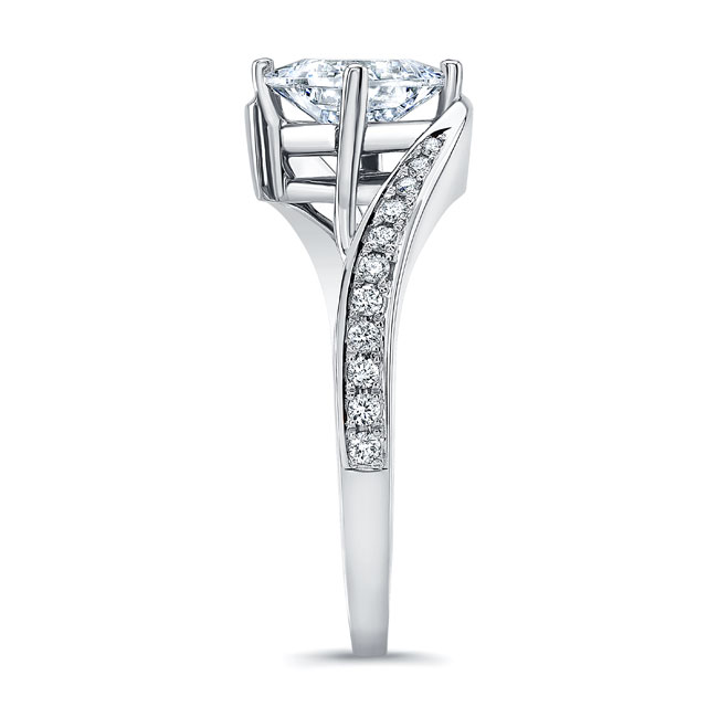 Platinum Unique Princess Cut Moissanite Ring Image 3