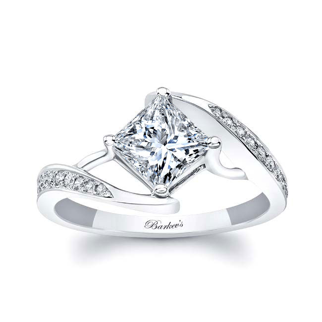 Platinum Unique Princess Cut Moissanite Ring Image 1