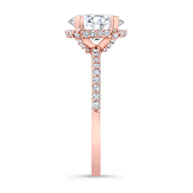  Rose Gold Hidden Halo Oval Lab Grown Diamond Engagement Ring Image 3