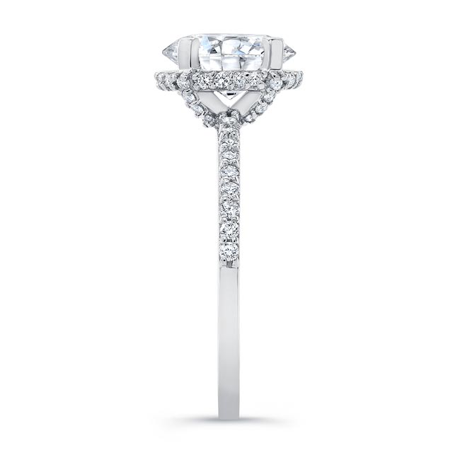 Platinum Hidden Halo Oval Lab Grown Diamond Engagement Ring Image 3