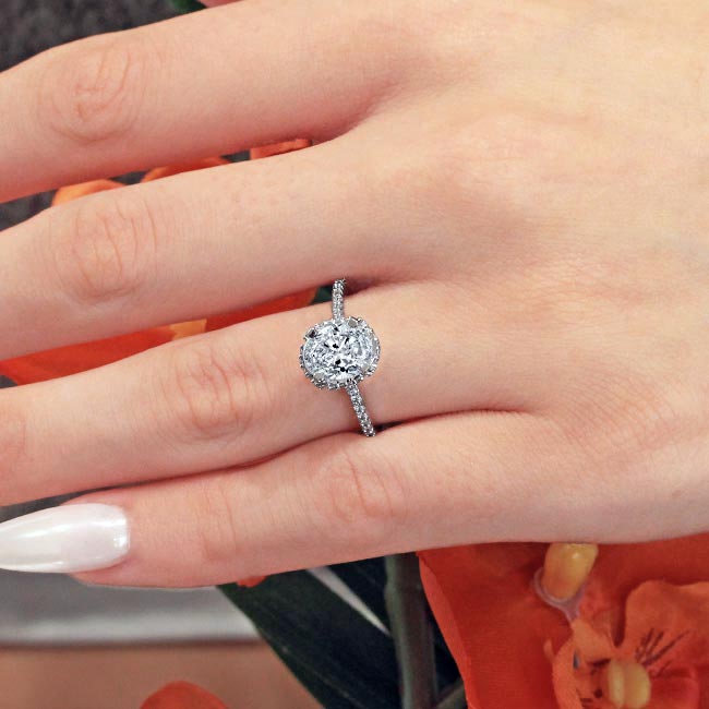 Hidden Halo Oval Lab Grown Diamond Engagement Ring Image 4
