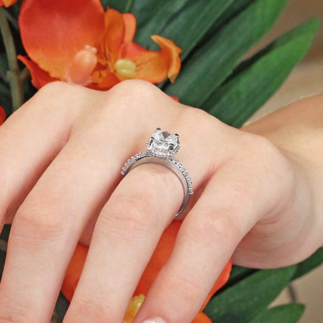 Hidden Halo Oval Lab Grown Diamond Engagement Ring Image 6