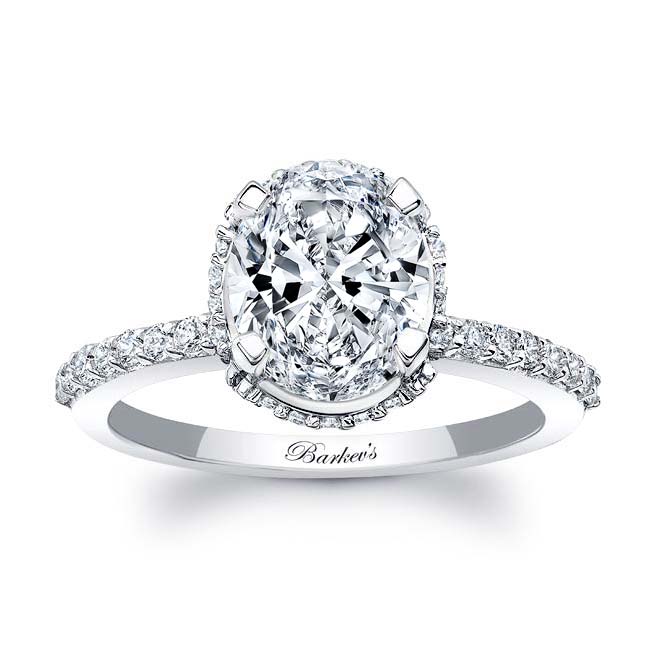 Platinum Hidden Halo Oval Lab Grown Diamond Engagement Ring Image 1