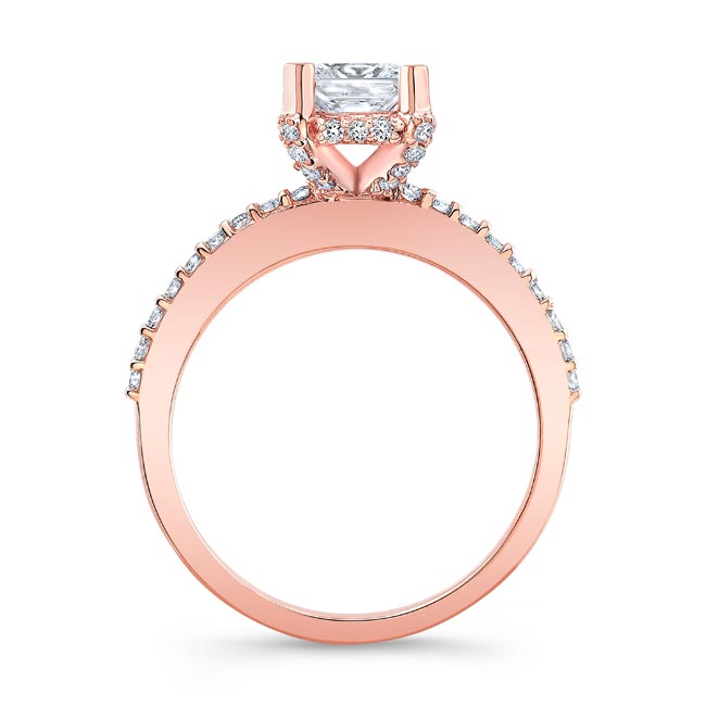  Rose Gold Hidden Halo Princess Cut Engagement Ring Image 2