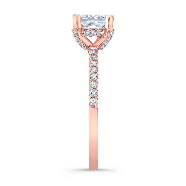  Rose Gold Hidden Halo Princess Cut Engagement Ring Image 3