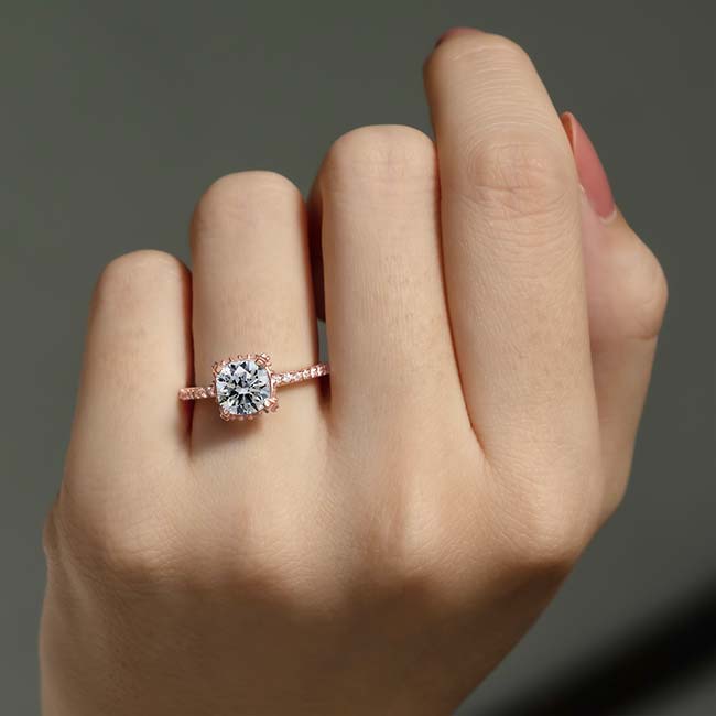  Rose Gold Hidden Halo Princess Cut Engagement Ring Image 4