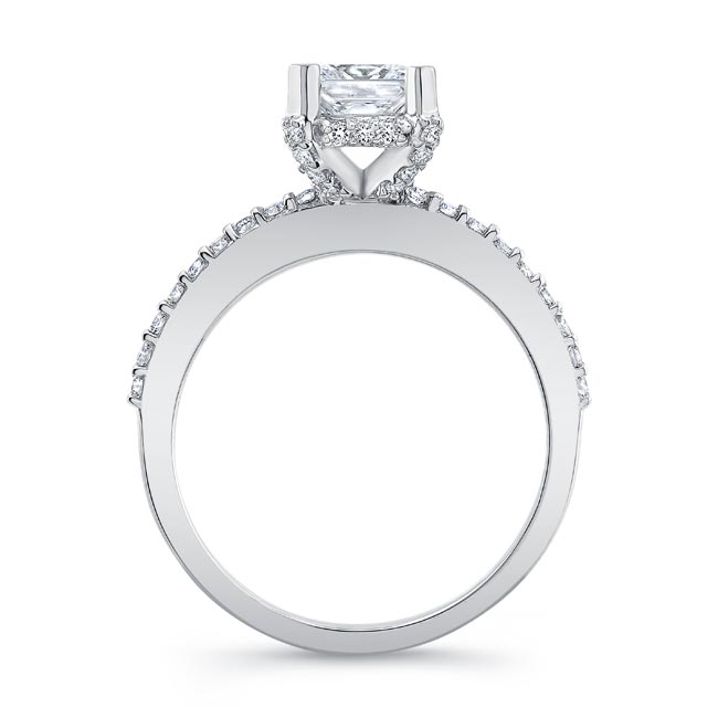  Hidden Halo Princess Cut Moissanite Engagement Ring Image 2