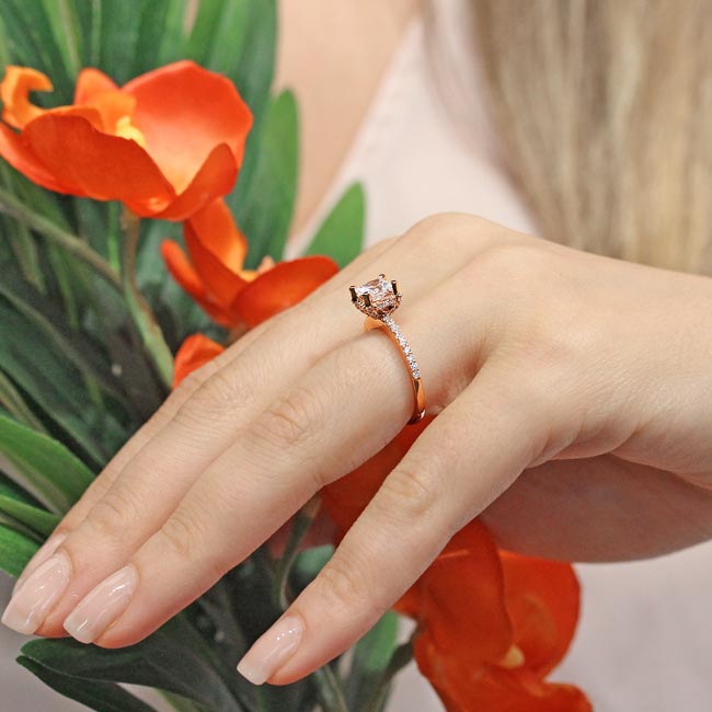 Rose Gold Hidden Halo Princess Cut Moissanite Engagement Ring Image 6