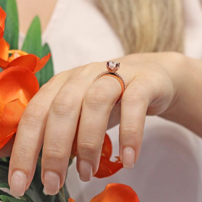 Rose Gold Hidden Halo Princess Cut Moissanite Engagement Ring Image 7